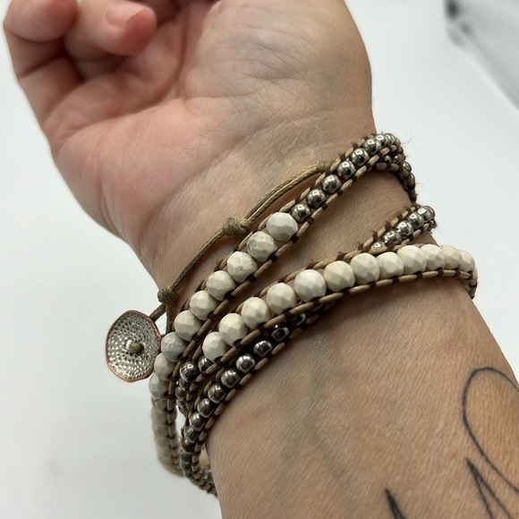 BEIGE NECKLACE or WRAP BRACELET - Picture 3 of 7